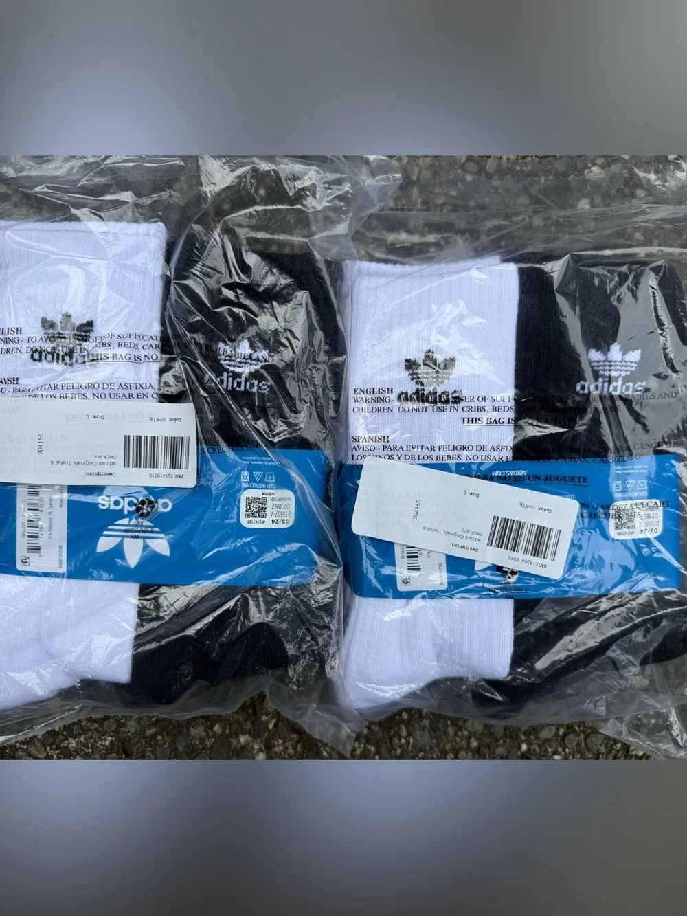 Adidas Men's Crew Socks - Black & White, 2 6-Packs